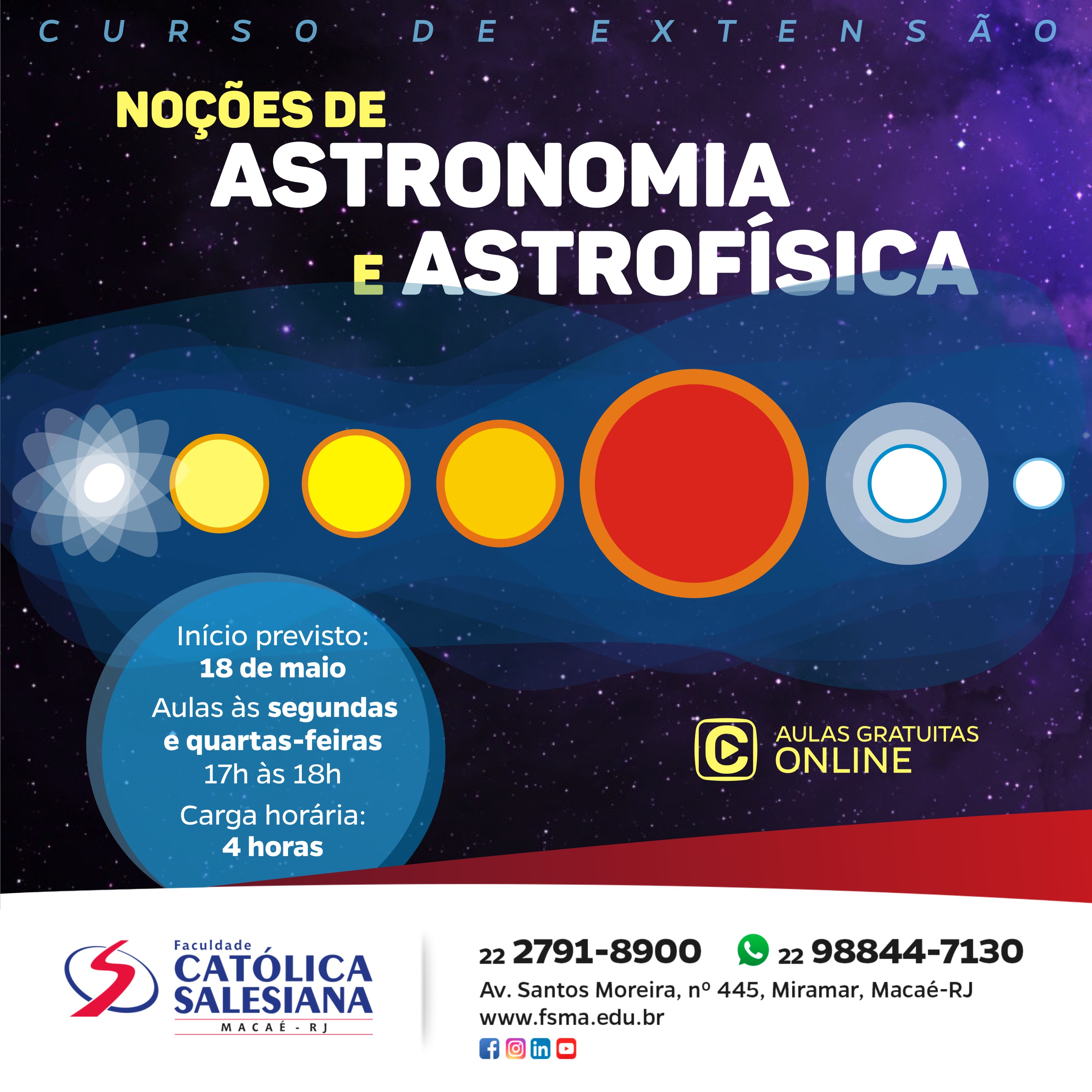 Salesiana Online lança Curso de Extensão gratuito na área de Astronomia e Astrofísica