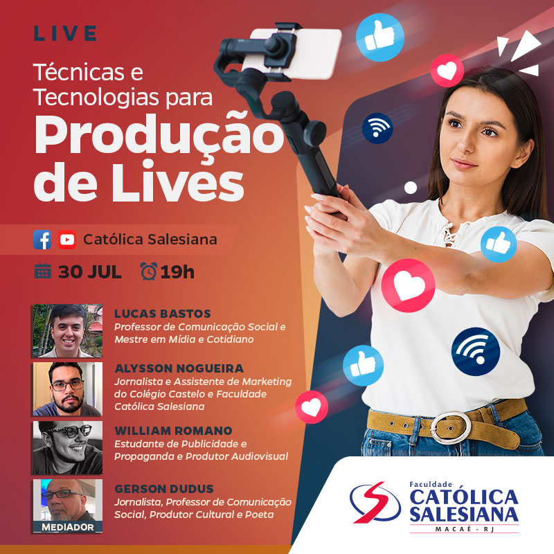 Live sobre “Técnicas e Tecnologias para a Produção de Lives” acontecerá na quinta-feira