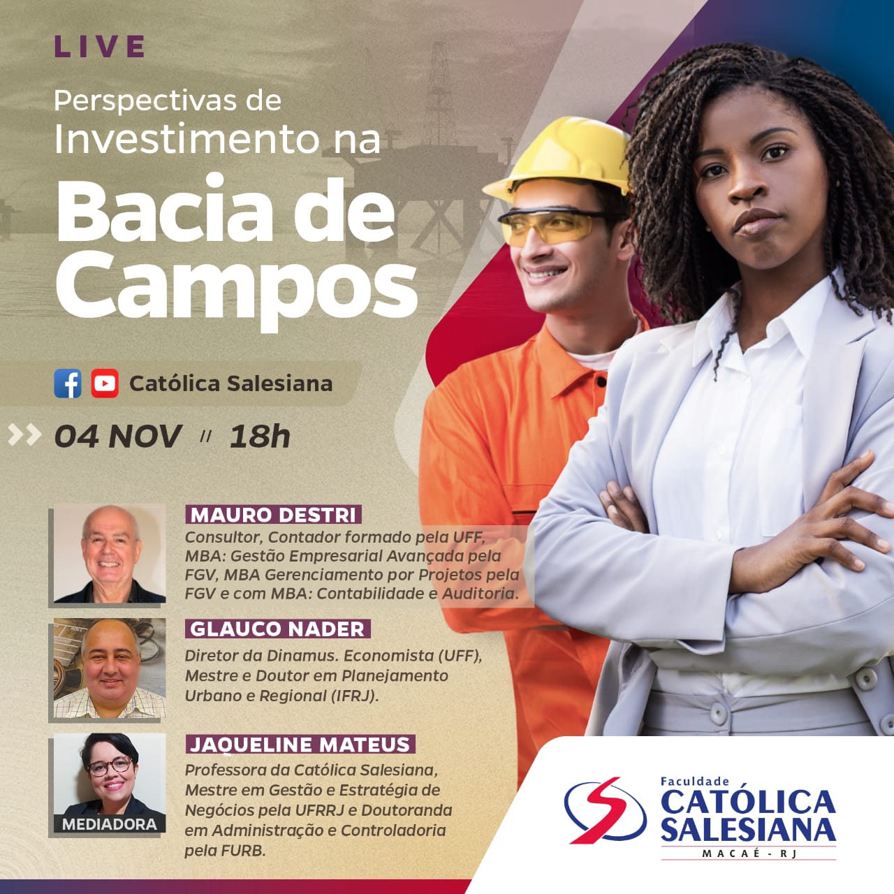 Live da Católica Salesiana vai apresentar as perspectivas de investimento na Bacia de Campos                                                                                      