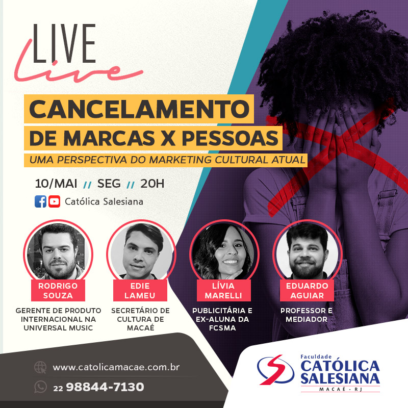 Era do cancelamento de marcas vira tema de live da Católica Salesiana